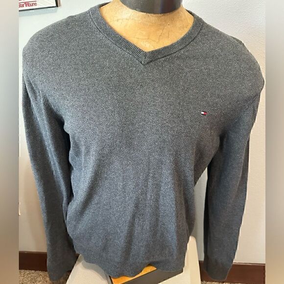 Tommy Hilfiger Pima Cotton Mens Large Gray Sweater - Picture 1 of 7